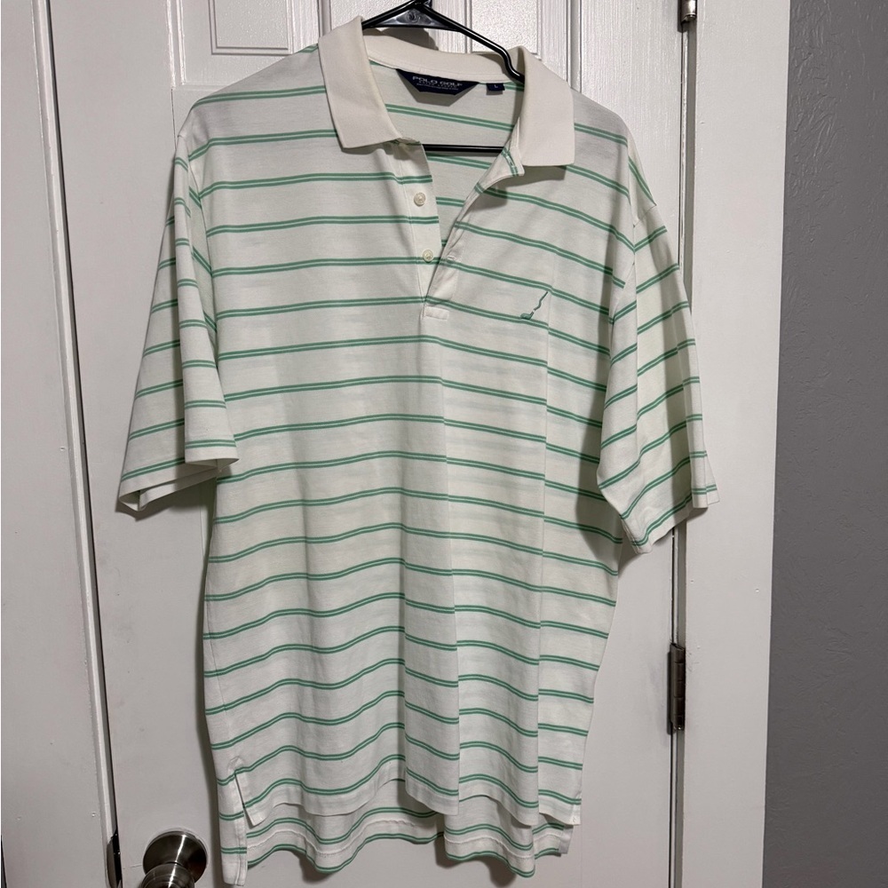 VTG Polo Golf Ralph Lauren White Green Stripes Golf Putter Size Large.